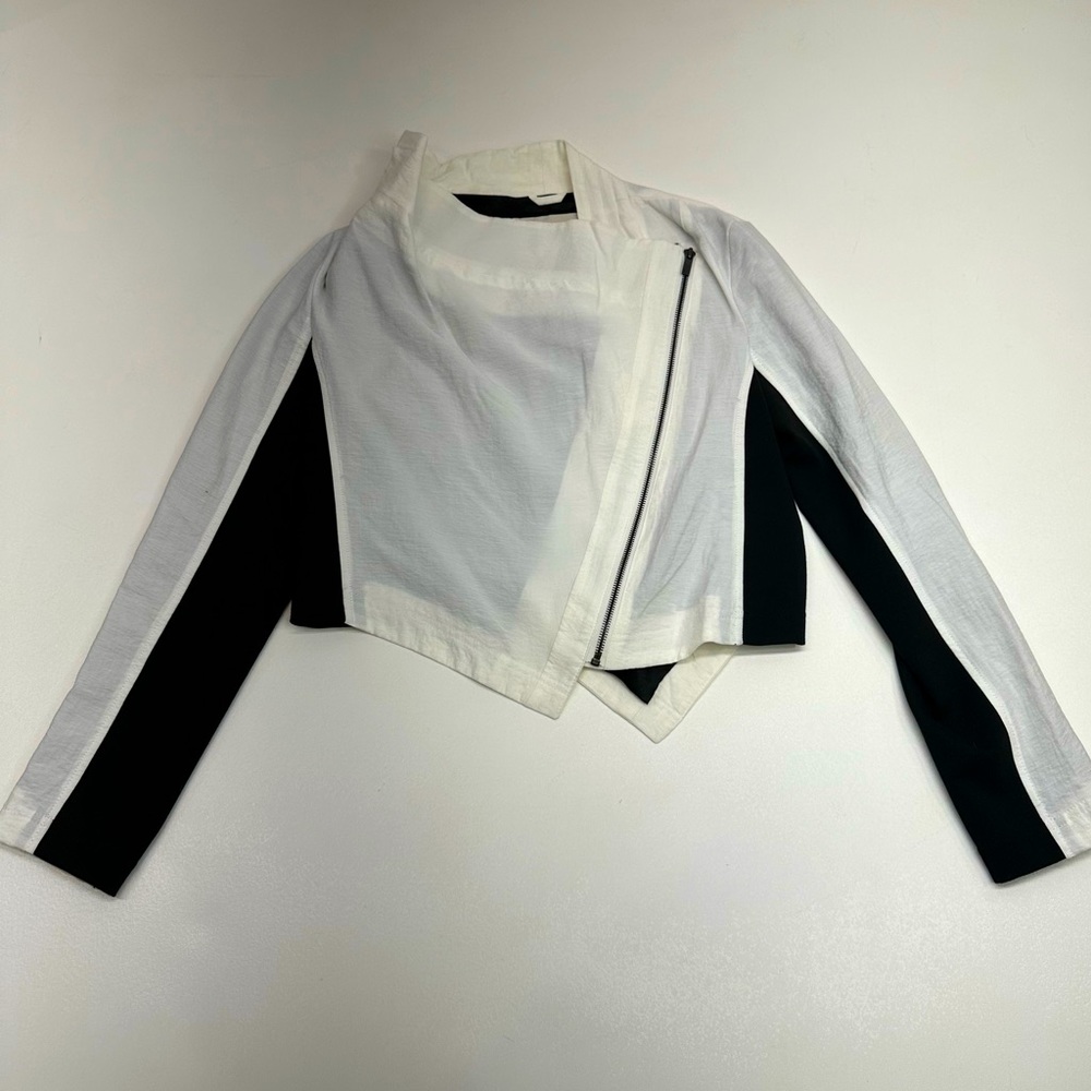 Rachel Roy Cropped Asymmetrical Lightweight Full Zip Jacket Womens Size M